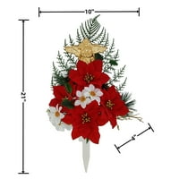 Oslonci 21in umjetni cvjetni kolac sa anđeoskim dekorom, Božićna zvijezda, crvena boja. Vanjska Upotreba