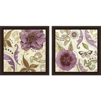 Violet Flowers Floral Wall Art, Set od 2 komada