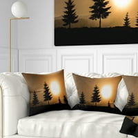 Designart Bright Sunrise Tree Silhouette - pejzažni štampani jastuk za bacanje - 18x18