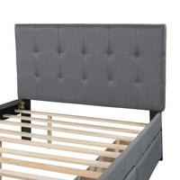 Posteljina tapacirani krevet sa punom platformom sa uzglavljem i fiokama, uštedite prostor u punoj veličini