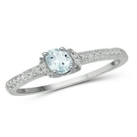 JewelersClub Aquamarine Prsten Birthstone Nakit-0. Carat Aquamarine 0. Srebrni prsten nakit sa bijelim dijamantskim