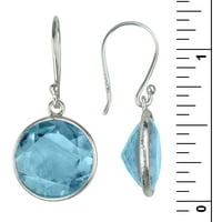 Gem2Jewels Okrugli Plavi Topaz Sterling Silver Gemstone Dangle Naušnice