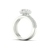 Imperial 10k Bijelo zlato 7 8CT TDW Pear brušeni dijamantski oreol Svadbeni prsten Set