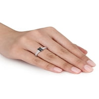 Carat T. W. crno-bijeli dijamant i karat T. G. W. bijeli safir 10kt zaručnički prsten od bijelog zlata